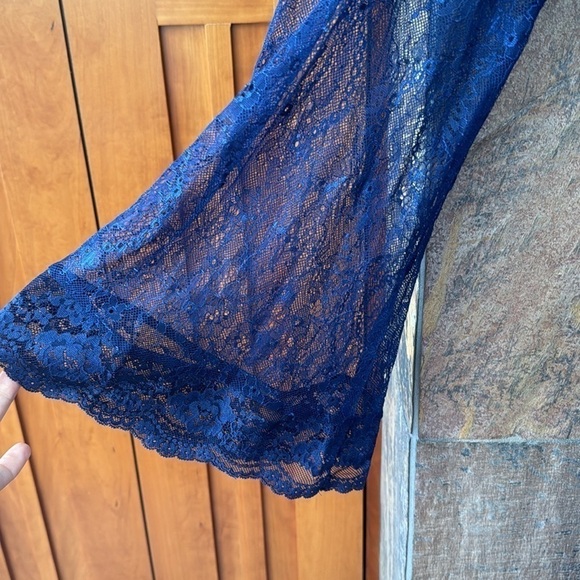 In Bloom Women's Robe Navy Blue marine Lace wrap NEW NWT sz XL feminine gift - Picture 5 of 12